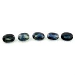 Five oval shape sapphires, weighing 7.64ct