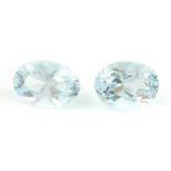 Pair of oval shape aquamarines, weighing 4.24ct
