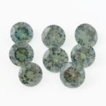 Eight circular-shape synthetic green moissanite, total weight 6.51cts.