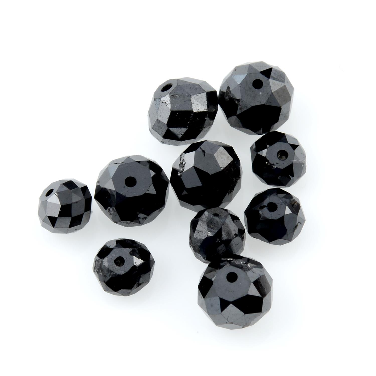 Selection of circular shape black gemstones and beads, weighing 11.03ct