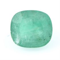 A cushion cut emerald, weighing 7.44ct