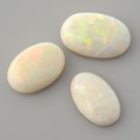 Ten oval shape opal cabochons, weighing 52.88ct