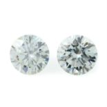 Pair of circular shape synthetic moissanites weighing 3.57ct