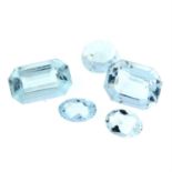 Selection of vari-shape aquamarines, weighing 9.58ct