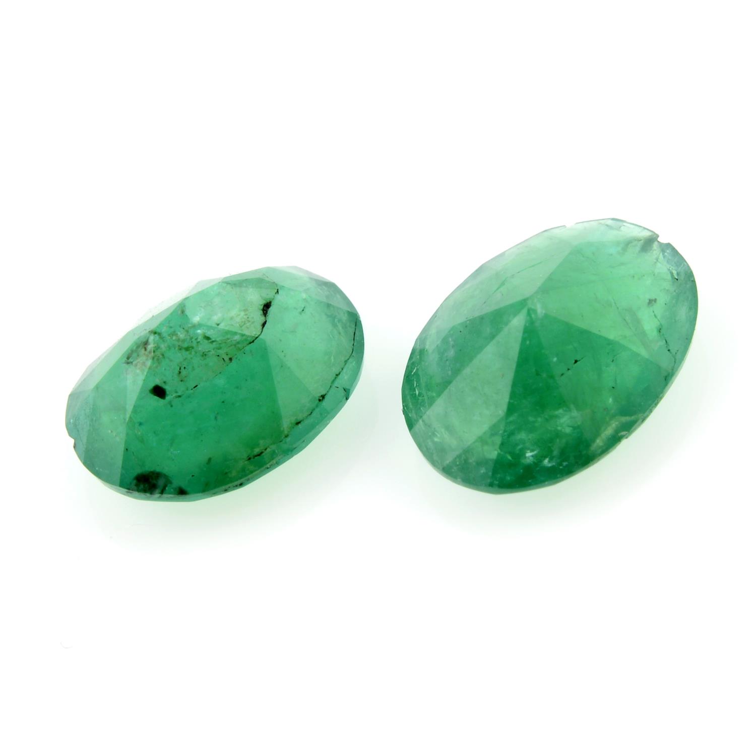 Pair of oval shape emeralds, weighing 1.63ct - Image 2 of 2