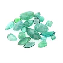 Selection of vari-shape emeralds, weighing 119.07ct