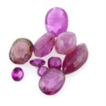 Selection of vari-shape rubies, weighing 40.83ct