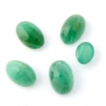Selection of oval shape emerald cabochons, weighing 20ct