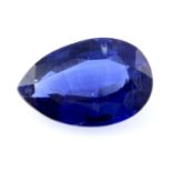 A pear shape blue gemstone, weighing 3.4ct