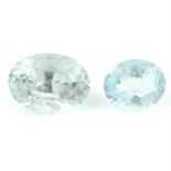 Two oval shape aquamarines, weighing 6.28ct