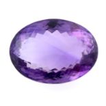 An oval shape amethyst, weighing 49.20ct