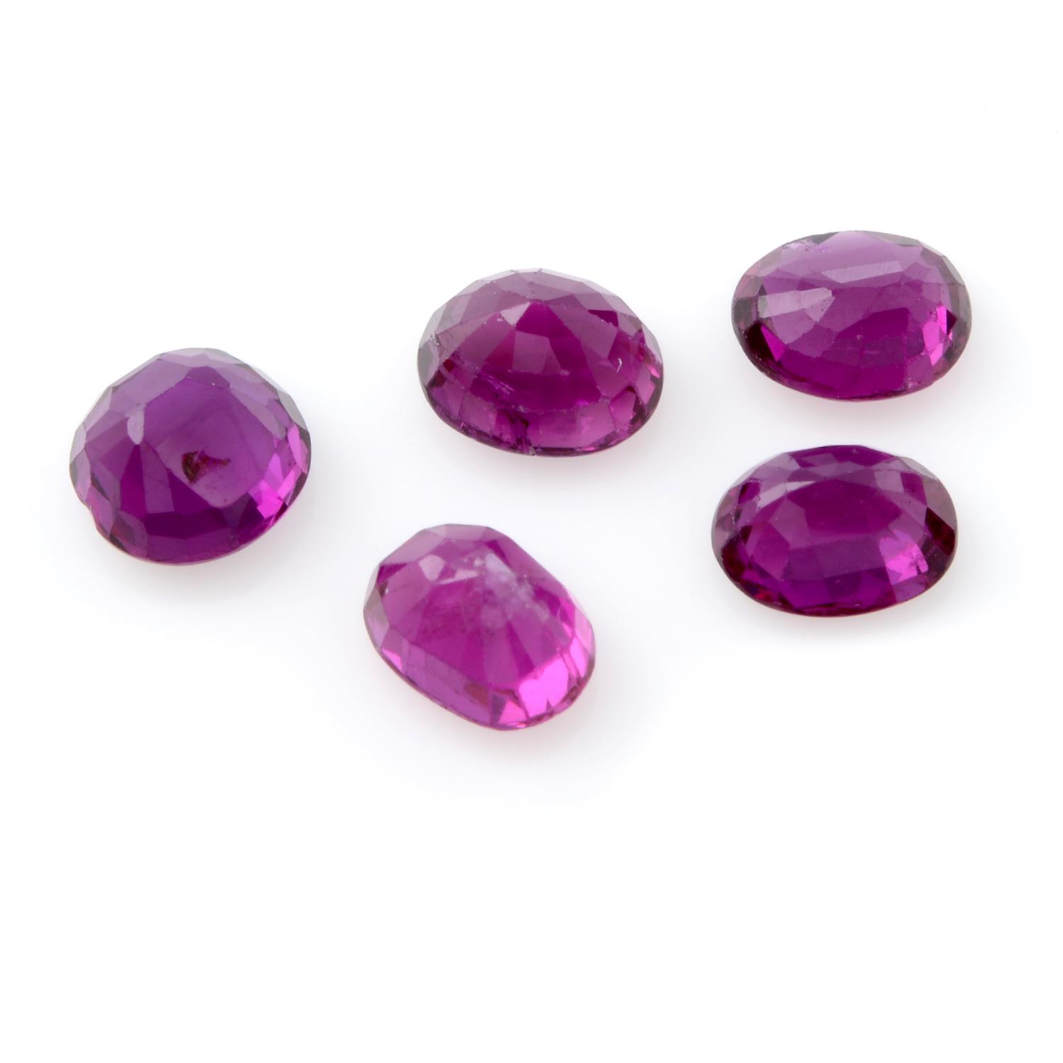 Five oval shape rubies, weighing 2.75ct - Image 2 of 2