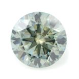 A circular shape synthetic moissanite, weighing 4.58ct