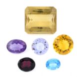 Selection of gemstones, weighing 223grams. To include opals, diamonds, sapphires.