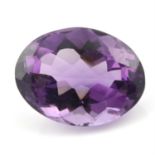 An oval shape amethyst, weighing 35.85ct