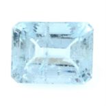 A rectangular shape aquamarine, weighing 28.42ct