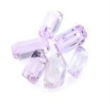 Selection of rectangular shape kunzite, weighing 51.77ct