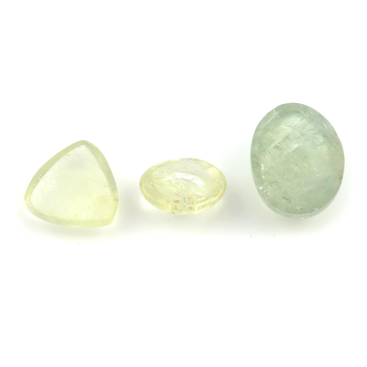 Three oval shape sapphire cabochons, weighing 16.33ct - Image 2 of 2