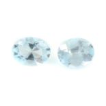 Two oval shape aquamarine, weighing 3.14ct