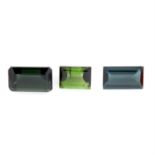 Ten rectangular shape tourmalines, weighing 22.3ct