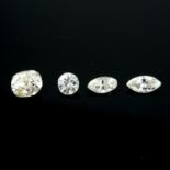 Four vari-shape diamonds, weighing 0.77ct