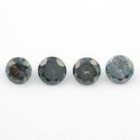 Two pairs of circular-shape synthetic green moissanite, total weight 12.08cts