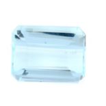 A rectangular shape aquamarine, weighing 9.25ct