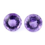 Pair of circular shape amethysts, weighing 17.83ct