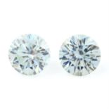 Pair of circular shape synthetic moissanites weighing 6.2ct