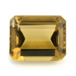 A rectangular shape citrine, weighing 86.35ct