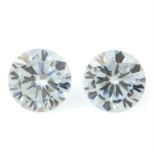 Pair of circular shape synthetic moissanites weighing 7.09ct