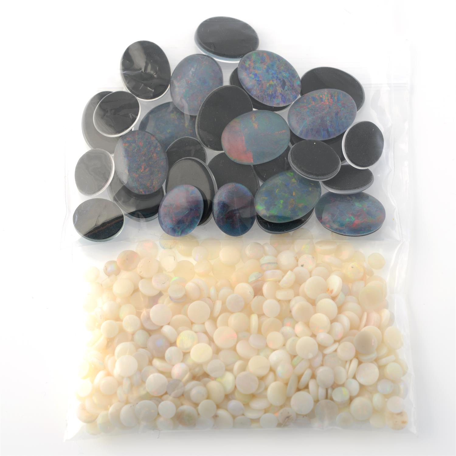 Selection of circular shape opals and opal doublets, weighing 248.55ct - Image 2 of 2