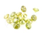 Selection of circular shape 'yellow' diamonds, weighing 1.12ct