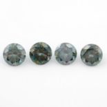 Two pairs of circular-shape synthetic green moissanite, total weight 13.13ct