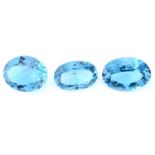 Three oval shape topazes, weighing 97.25ct