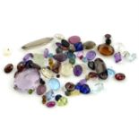 Selection of gemstones, weighing 1kg. To include opals, topazes, quartz and other gemstones