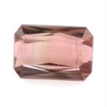 A rectangular shape tourmaline, weighing 8.65ct