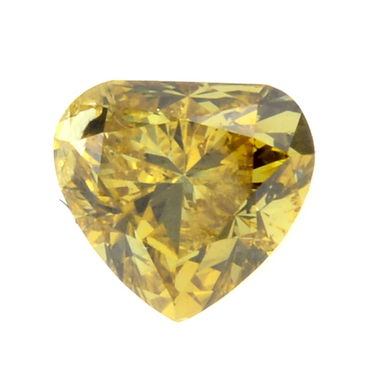 A pear shape fancy deep brownish yellow diamond, weighing 0.24ct