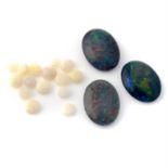 Selection of circular shape opals and opal doublets, weighing 248.55ct
