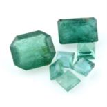 Selection of square and rectangular shape emeralds, weighing 11.69ct
