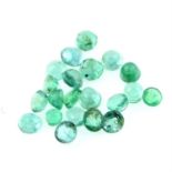 Selection of circular shape emeralds, weighing 7.40ct
