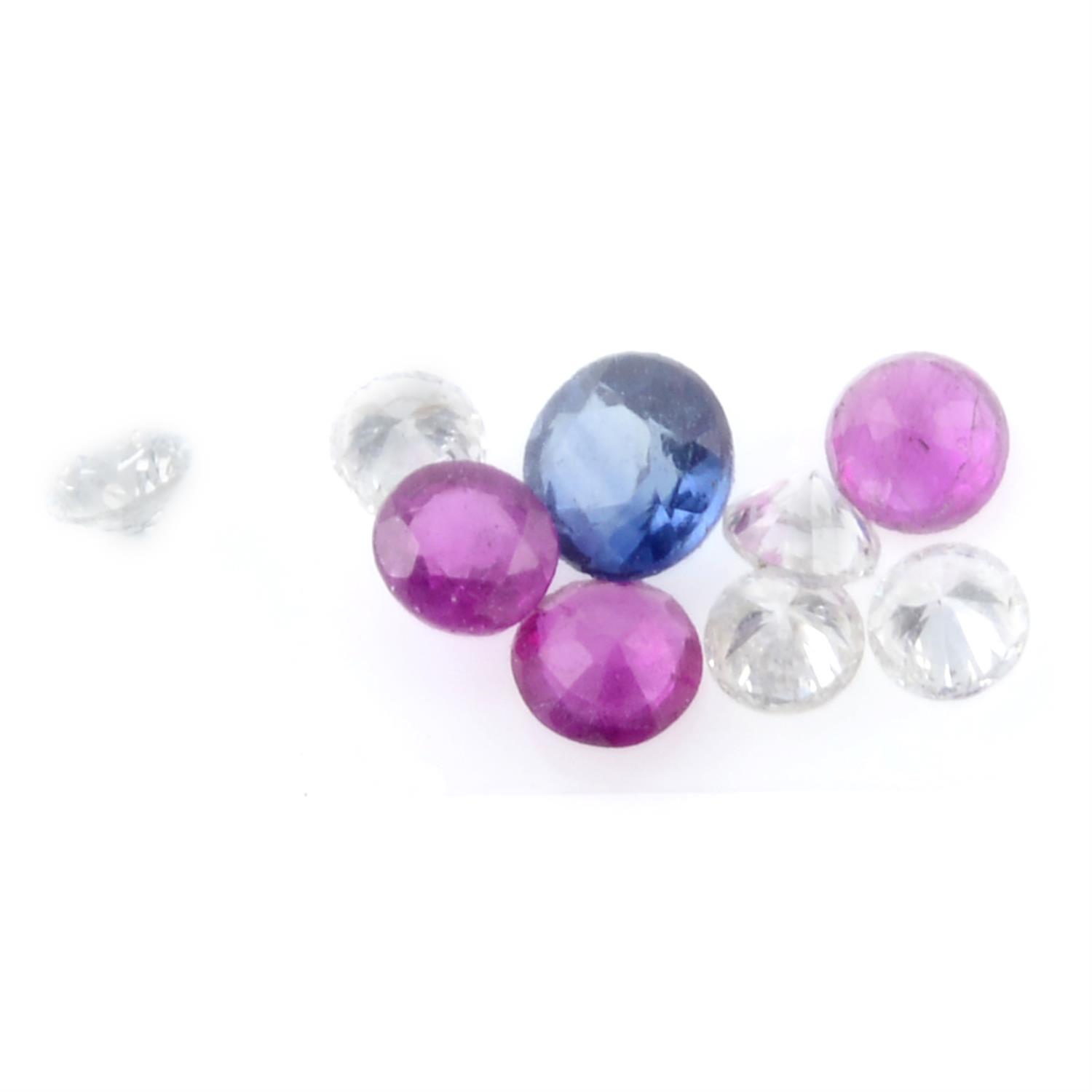 Seventeen circular shape gemstones, weghing 0.69ct. To include sapphires, diamonds and rubies - Image 2 of 2