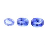 Nine oval shape sapphires, weighing 10.20ct