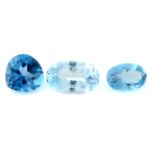 Three oval shape topazes, weighing 106.03ct