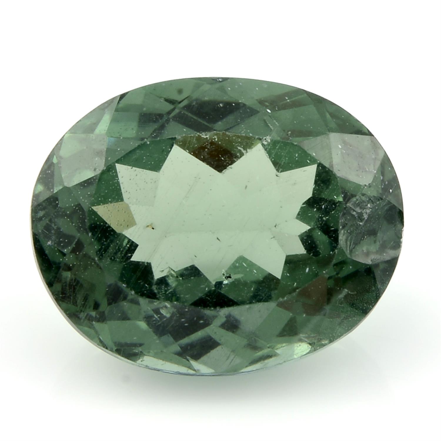 An oval shape apatite, weighing 4.57ct