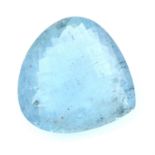 A checker cut faceted pear shape aquamarine, weighing 95.55ct