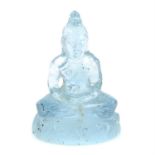 A carved aquamarine, weighing 12.82ct. Featuring Buddha