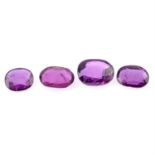 Four oval shape rubies, weighing 4.78ct
