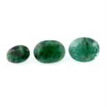 Three oval shape emerald, weighing 3.76ct