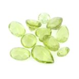 Selection of vari-shape peridots, weighing 34.55ct